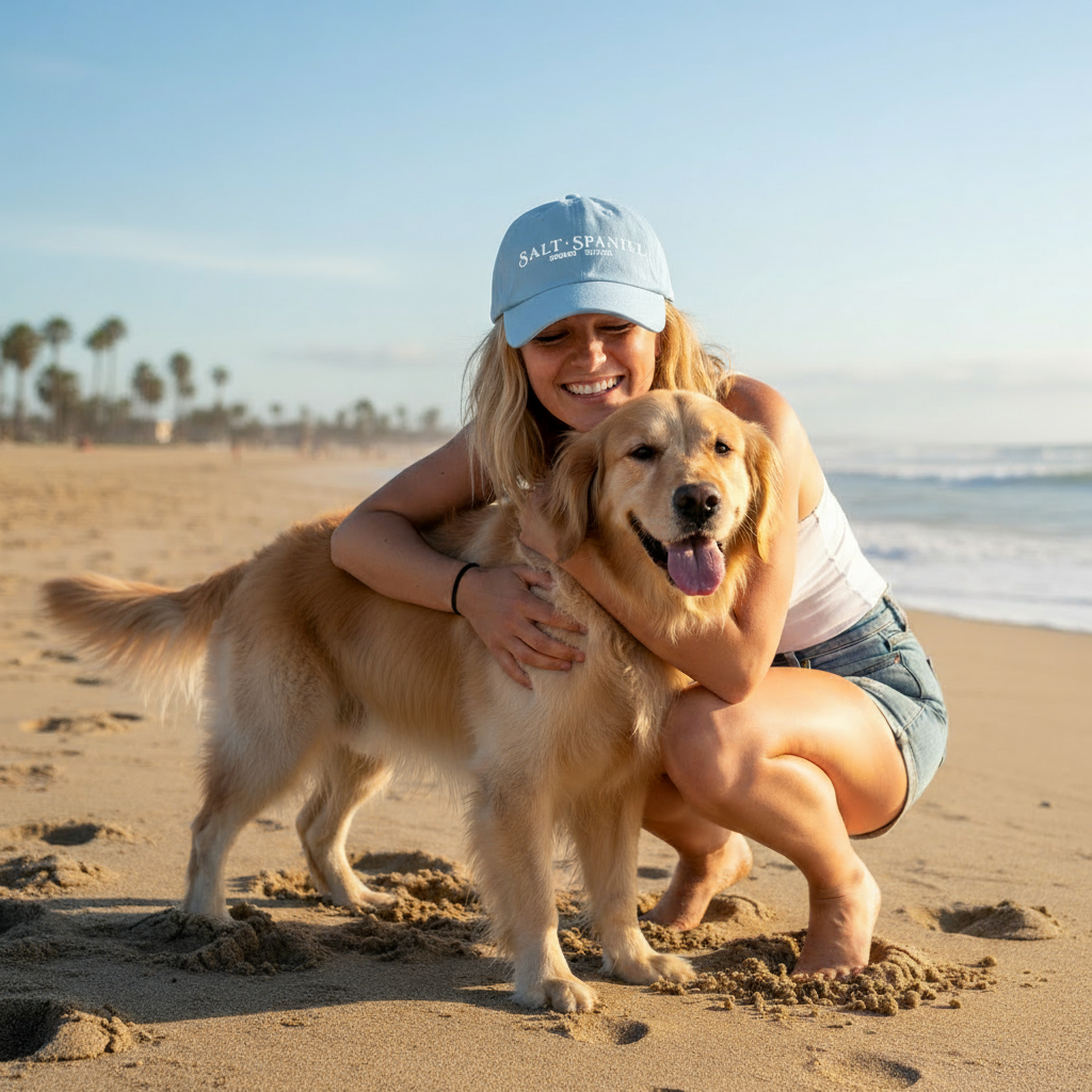 Salt + Spaniel Del Mar Dog Beach Coordinates Cap in White