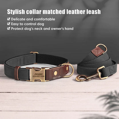 Personalized PU Leather Dog Collar and Leash-5